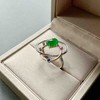 冰种阳绿翡翠蛋面戒指行星18k黄金白金钻石红蓝宝石镶嵌 商品缩略图5