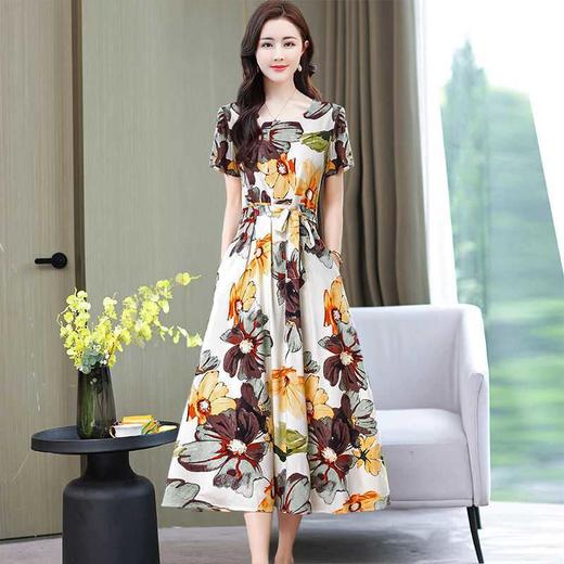 AA  AP法式花色大码爆款绵绸棉麻连衣裙【爆款预售下单7天内发货】 商品图3