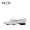 西村名物2021秋季新款方头真皮乐福鞋女反绒珍珠链平底单鞋T21CM34001 商品缩略图1