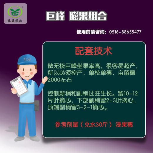 巨峰、巨玫瑰、醉金香葡萄膨果解决方案包 （兑水30斤）安全，防病，高效，操作简单。 商品图2