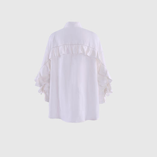 后背肩袖木耳边前短后长衬衣 商品图3