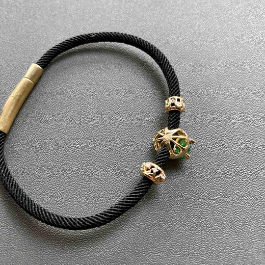 冰种阳绿翡翠金蝉手绳18k黄金钻石沙弗莱路路通 商品图4