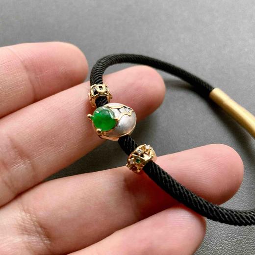 冰种阳绿翡翠金蝉手绳18k黄金钻石沙弗莱路路通 商品图5