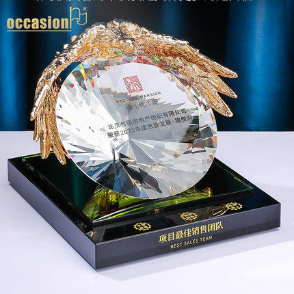 奖杯diy定制水晶纪念定做高档大气荣誉表彰优秀团队奖品老鹰奖牌 商品图2
