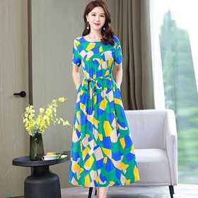 AA  AP法式花色大码爆款绵绸棉麻连衣裙【爆款预售下单7天内发货】