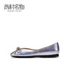 西村名物2021秋季新款超软牛皮方头浅口单鞋蝴蝶结芭蕾舞真皮女鞋T21CE33831 商品缩略图1