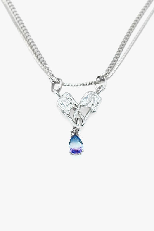 21AW TABOO｜愚人船  别针系列 - 双别针v形吊坠项链 商品图1