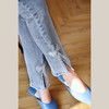 欧芮儿蓝色牛仔裤女夏2021新高腰显瘦时尚气质弹力脚边开叉九分裤 商品缩略图1