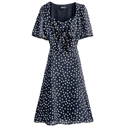 欧芮儿雪纺碎花茶歇连衣裙2021夏收腰显瘦法式复古短袖小个子短裙 商品图3