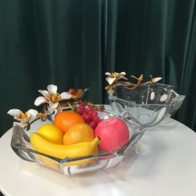 轻奢水晶水果盘客厅家用创意果盘珐琅彩工艺品现代家居摆件 时尚 摆件