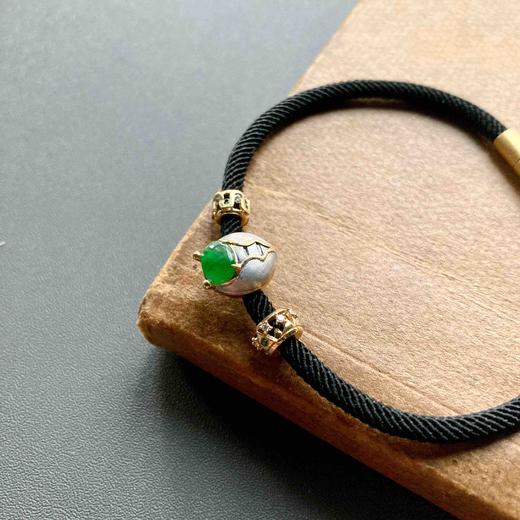 冰种阳绿翡翠金蝉手绳18k黄金钻石沙弗莱路路通 商品图0