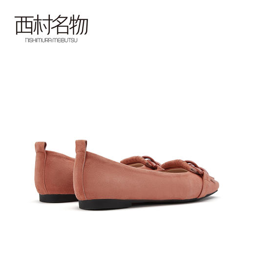 西村名物2021秋季新款仙女鞋温柔单鞋女平底鞋浅口低跟方头T21CE34151 商品图3
