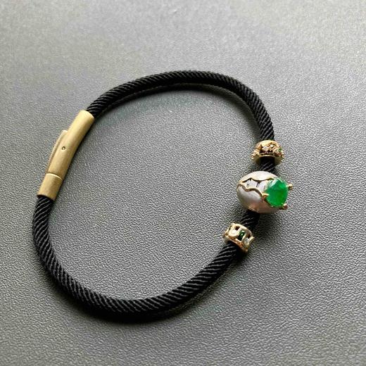 冰种阳绿翡翠金蝉手绳18k黄金钻石沙弗莱路路通 商品图2