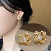 【四叶草小香风设计感】925银耳钉微镶镂空花朵耳环女耳饰时尚饰品 商品缩略图0