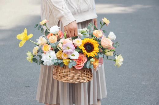 Flowerbene【花有独钟】私人订制 秋色系圆形手提花篮花篮 商品图1