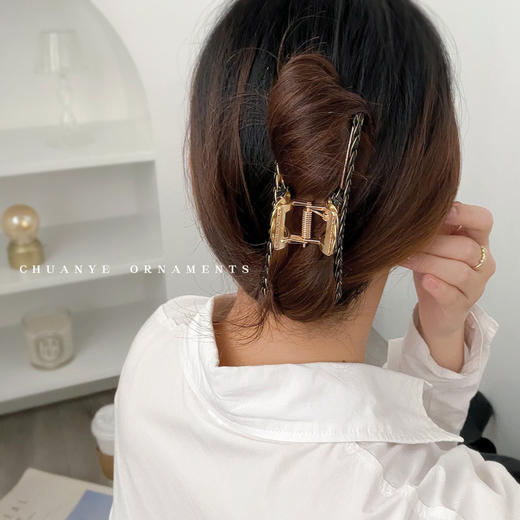 【简约发饰】编织款麻花辫金属抓夹后脑勺发抓复古头饰发夹子时尚饰品 商品图2