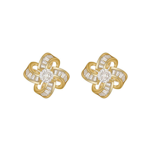 【四叶草小香风设计感】925银耳钉微镶镂空花朵耳环女耳饰时尚饰品 商品图4