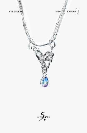 21AW TABOO｜愚人船  别针系列 - 双别针v形吊坠项链