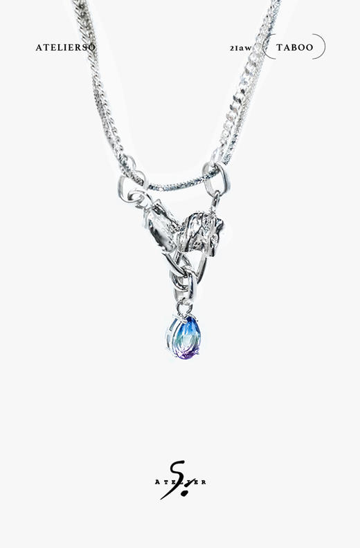 21AW TABOO｜愚人船  别针系列 - 双别针v形吊坠项链 商品图0