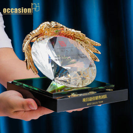 奖杯diy定制水晶纪念定做高档大气荣誉表彰优秀团队奖品老鹰奖牌 商品图0