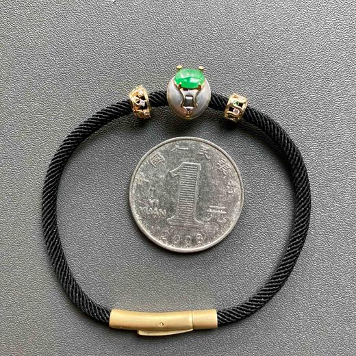 冰种阳绿翡翠金蝉手绳18k黄金钻石沙弗莱路路通 商品图3