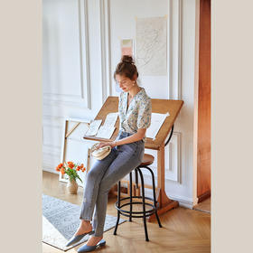 欧芮儿蓝色牛仔裤女夏2021新高腰显瘦时尚气质弹力脚边开叉九分裤