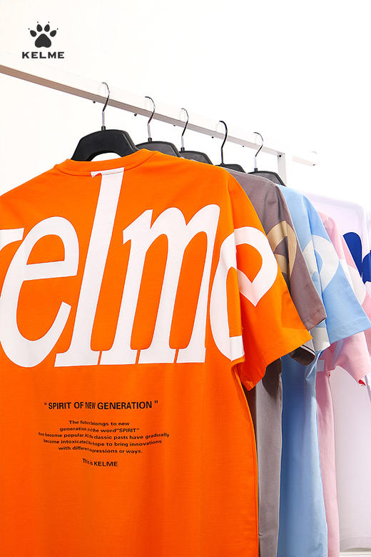 卡尔美夏季新款休闲短袖大LOGO印花情侣T宽松舒适圆领上衣潮 商品图2