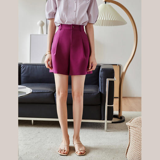 欧芮儿西装短裤女薄款2021新款高腰宽松阔腿直筒a字休闲裤子 商品图2