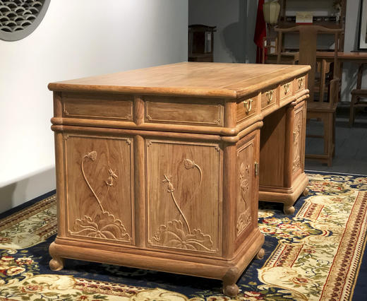 红桥红  家具严选  缅甸花梨（大果紫檀）【165 四抽屉荷韵办公桌】 商品图8