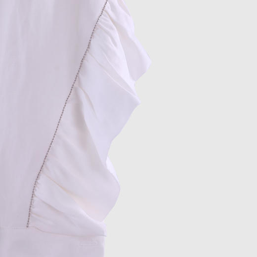 后背肩袖木耳边前短后长衬衣 商品图2