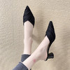 【服饰鞋包】布面穆勒鞋女士时尚简约粗跟尖头凉鞋 商品缩略图2