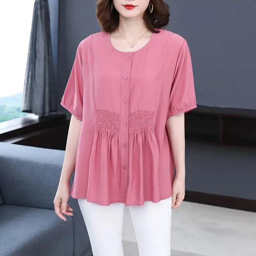 JXG-大码女装雪纺衬衫妈妈春夏季新款洋气短袖200斤宽松遮肚显瘦上衣 商品图3
