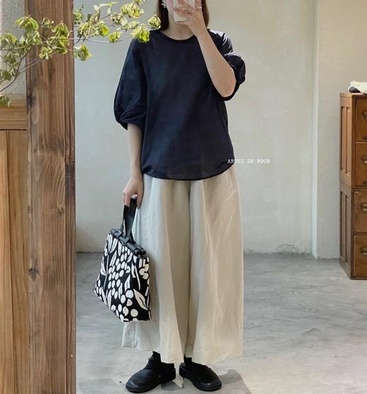 elsa esturgie 复古中袖灯笼袖T恤上衣 商品图4