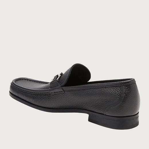 【一】FERRAGAMO 菲拉格慕 男士新款复古简约套脚皮革金属扣饰男士平底鞋 黑色 642848 商品图2