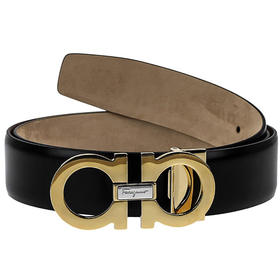 FERRAGAMO 菲拉格慕 男士双面可调式GANCINI马衔扣腰带 黑色 67 9493 723890