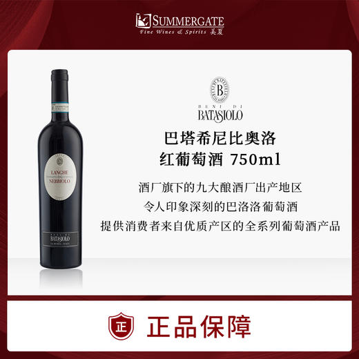 进口意大利巴塔希尼比奥洛红葡萄酒750ml 商品图0