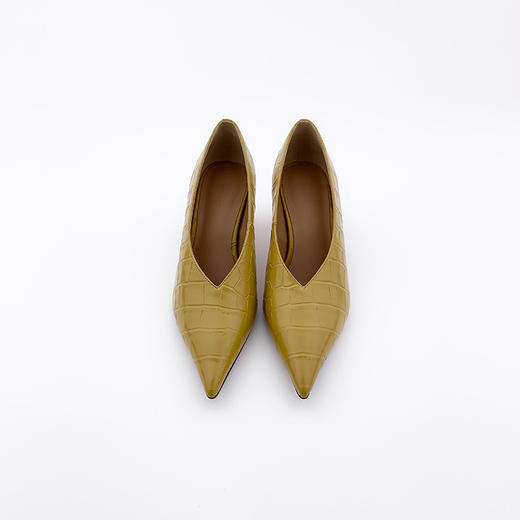 SAFICOO 时尚尖头V-neck真皮粗跟鞋女高跟鞋 商品图1