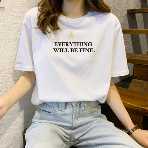 【40款可选】夏季韩版短袖t恤女宽松学生白色半袖体恤上衣服 商品图3