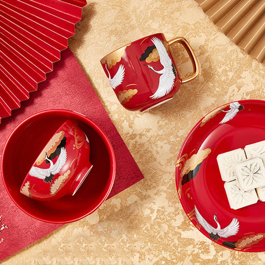 国风十二件套餐具 红色婚庆 商品图1