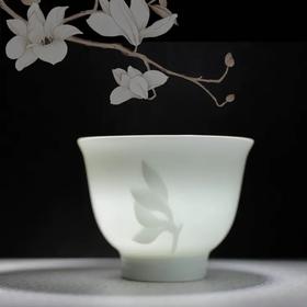 莺歌陶坊 玉兰杯（正宗景德透润瓷，容量80ml,高度5.3CM，口径6.9CM）