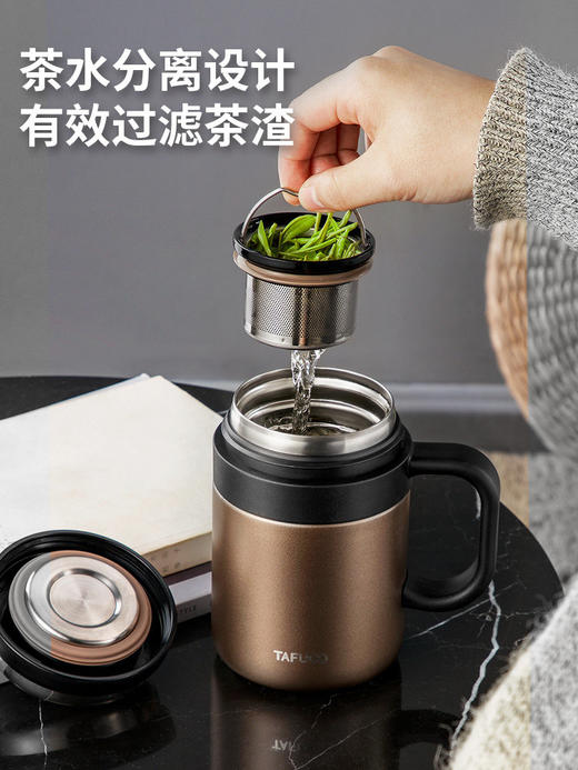 日本-泰福高不锈钢保温杯男泡茶带滤网带盖杯子男士商务水杯 商品图1