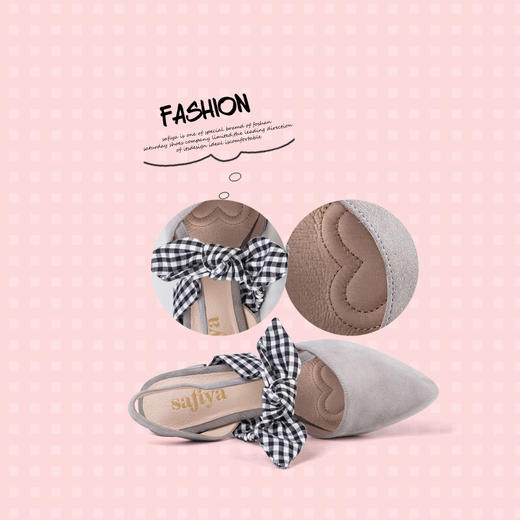 【限时秒杀】Safiya索菲娅舒适格子文艺女单鞋高跟鞋2019春夏SF91114013 商品图3