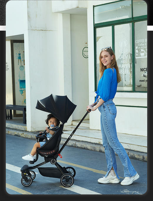 勿点【库妈妈网店专用】宝宝好溜娃神器V8轻便折叠高景观可躺儿童双向遛娃婴儿手推车（颜色备注） 商品图3