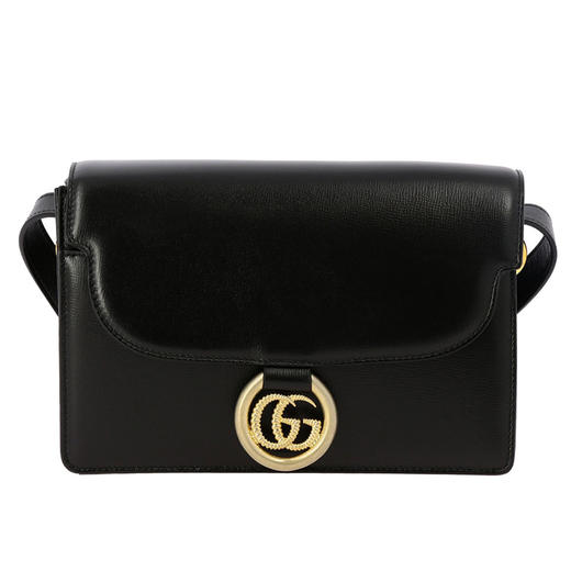 GUCCI 古驰 女士 GG Marmont 系列 皮革斜挎单肩包 黑色 589474 1DB0G 1000 商品图0