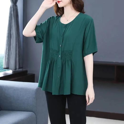 JXG-大码女装雪纺衬衫妈妈春夏季新款洋气短袖200斤宽松遮肚显瘦上衣 商品图4