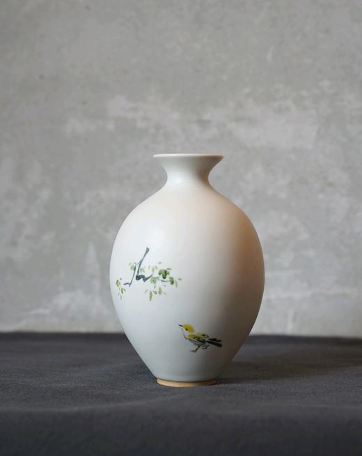 吴远中 未名窑 白釉彩绘花瓶w 俱舍茶集