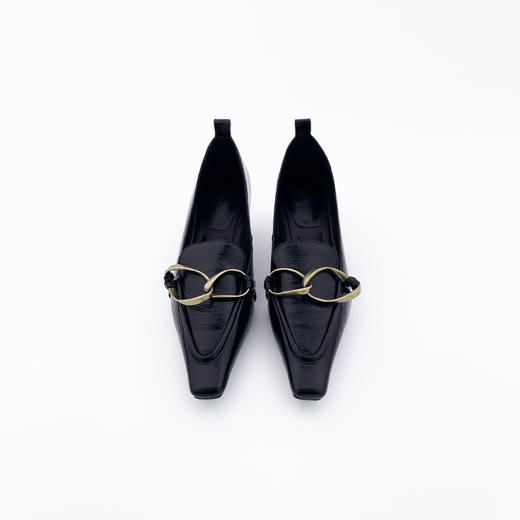 SAFICOO 复古油蜡皮小方头女士猫跟鞋 真皮低跟鞋 商品图1