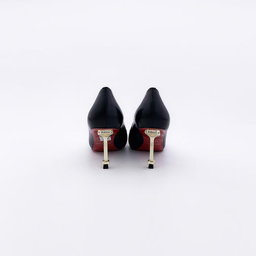 SAFICOO 经典黑色金属扣斜口真皮女高跟鞋 商品图4