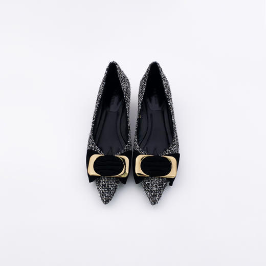 SAFICOO经典黑白格时尚尖头 低跟真皮女鞋 商品图1