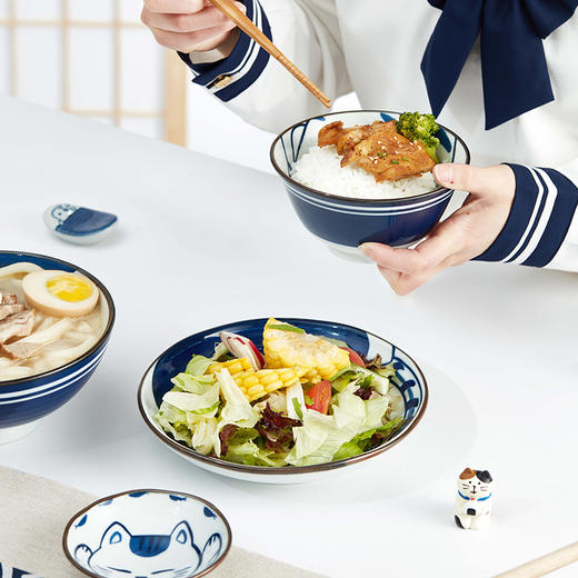 御宅独角兽餐具组 蓝色猫咪一人食餐具 商品图2